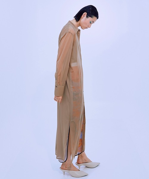 THINGS THAT MATTER(シングス ザット マター)の「THINGS THAT MATTER SHEER MAXI SHIRT DRESS (ARCHIVE COLLECTION)(シャツワンピース・レディース・ブラック/ベージュ・FREE)」の5枚目の写真