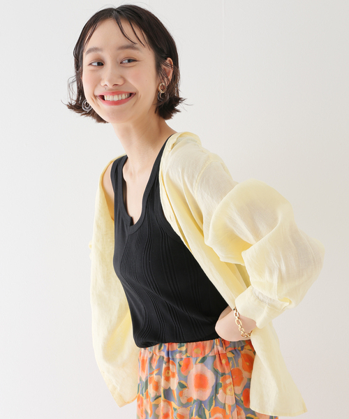 SLOBE IENA(スローブイエナ)の「【ESLOW/エスロー】 COMBINATION タンクトップ(Tシャツ/カットソー・レディース・ブラック/グリーン・FREE)」の7枚目の写真