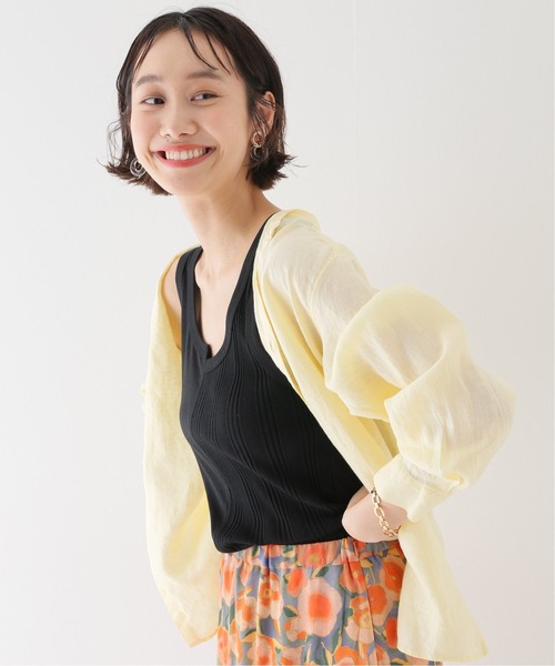 SLOBE IENA(スローブイエナ)の「【ESLOW/エスロー】 COMBINATION タンクトップ(Tシャツ/カットソー・レディース・ブラック/グリーン・FREE)」の3枚目の写真