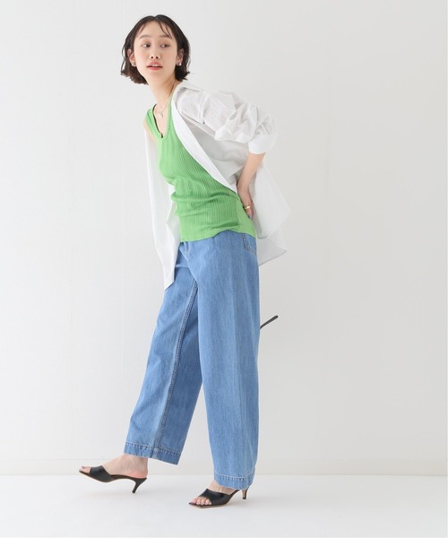 SLOBE IENA(スローブイエナ)の「【ESLOW/エスロー】 COMBINATION タンクトップ(Tシャツ/カットソー・レディース・ブラック/グリーン・FREE)」の6枚目の写真