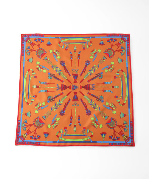 manipuri オレンジ刺繍ストール manipuri オレンジ刺繍ストール