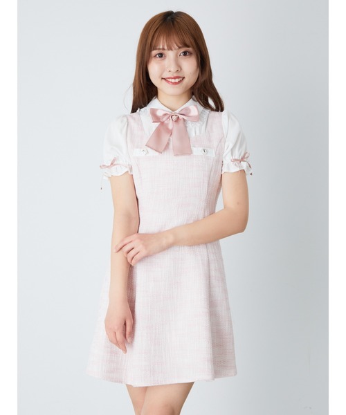 Ank Rouge ピンク ツイードワンピース　M 03_002-750.jpg