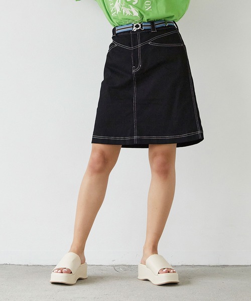 179/WG（イチナナキュウダブルジー）の「台形スカート（スカート・レディース・ブラック/ブルー/オフホワイト・MEDIUM）」の17枚目の写真