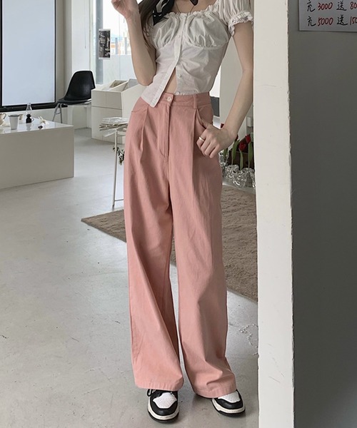 ANOTHER S(アナザーエス)の「カラーデニム タック入りワイドパンツ(デニムパンツ・レディース・パープル/ホワイト/ピンク・L/M/S)」の6枚目の写真