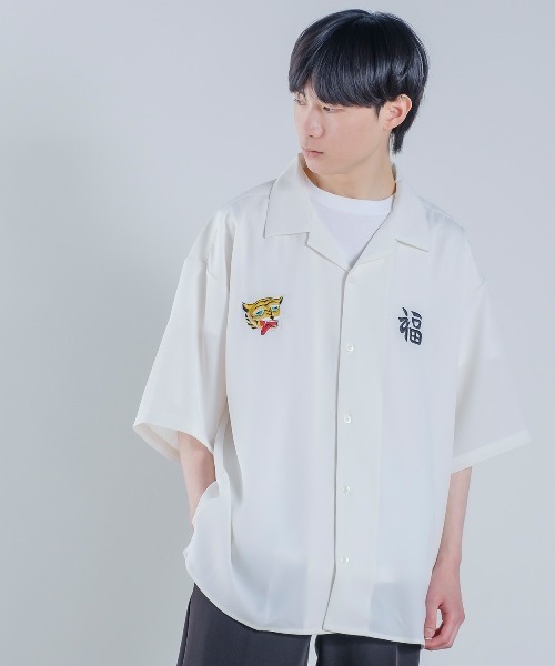 improves(インプローブス)の「クールタッチ ベトジャン風 刺しゅう 半袖 オープンカラー スカシャツ(シャツ/ブラウス・メンズ・グリーン/ホワイト/ブラック・LARGE/MEDIUM)」の4枚目の写真