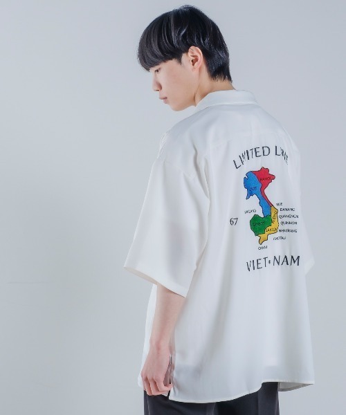 improves(インプローブス)の「クールタッチ ベトジャン風 刺しゅう 半袖 オープンカラー スカシャツ(シャツ/ブラウス・メンズ・グリーン/ホワイト/ブラック・LARGE/MEDIUM)」の6枚目の写真