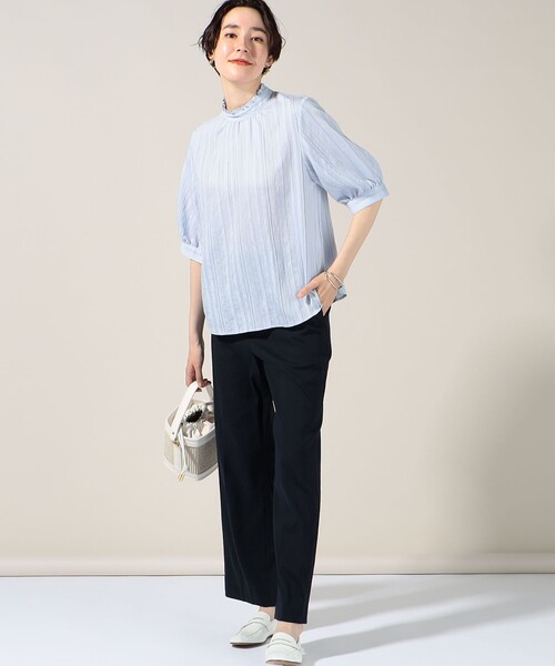 NOLLEY’S(ノーリーズ)の「衿フリル5分袖ブラウス(シャツ/ブラウス・レディース・ホワイト系その他4/ブラック系その他3/ブルー系その他3・36/38)」の8枚目の写真