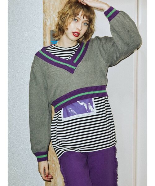 jouetie（ジュエティ）の「バックZIPグランジロンT（Tシャツ/カットソー・レディース・ブラック/オフホワイト/その他1・MEDIUM）」の5枚目の写真