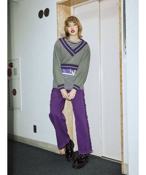 jouetie（ジュエティ）の「バックZIPグランジロンT（Tシャツ/カットソー・レディース・ブラック/オフホワイト/その他1・MEDIUM）」の8枚目の写真