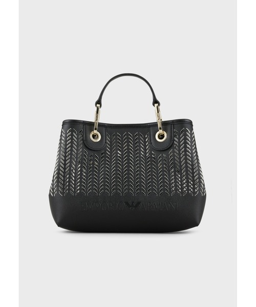 EMPORIO ARMANI（エンポリオアルマーニ）の「【エンポリオ アルマーニ】MyEA スモール パーフォレーション シェブロンモチーフ（ショルダーバッグ・レディース・ライトインディゴブルー/ブラック×ベージュ・FREE）」の2枚目の写真