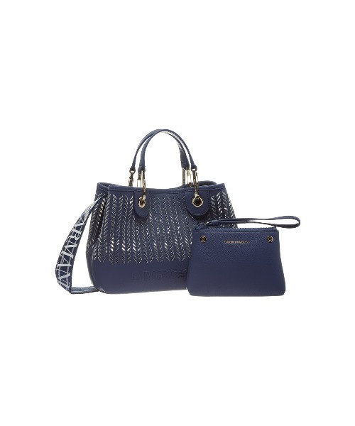 EMPORIO ARMANI（エンポリオアルマーニ）の「【エンポリオ アルマーニ】MyEA スモール パーフォレーション シェブロンモチーフ（ショルダーバッグ・レディース・ライトインディゴブルー/ブラック×ベージュ・FREE）」の6枚目の写真