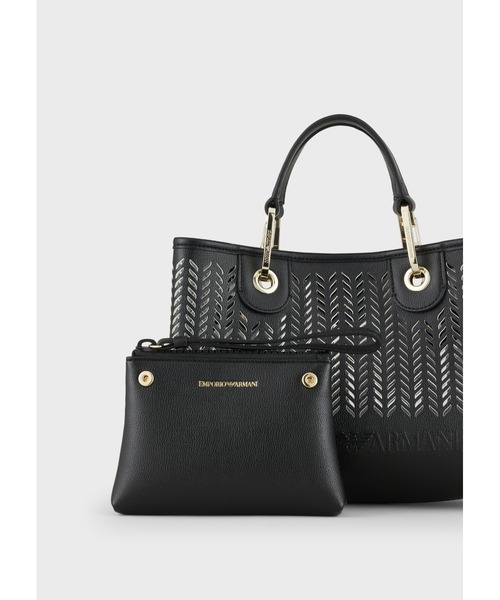 EMPORIO ARMANI（エンポリオアルマーニ）の「【エンポリオ アルマーニ】MyEA スモール パーフォレーション シェブロンモチーフ（ショルダーバッグ・レディース・ライトインディゴブルー/ブラック×ベージュ・FREE）」の13枚目の写真