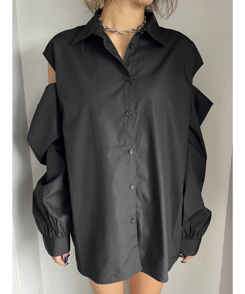 EGOIST（エゴイスト）の「肩開きデザインシャツ（シャツ/ブラウス・レディース・ホワイト/ブラック/マルチ・FREE）」の20枚目の写真