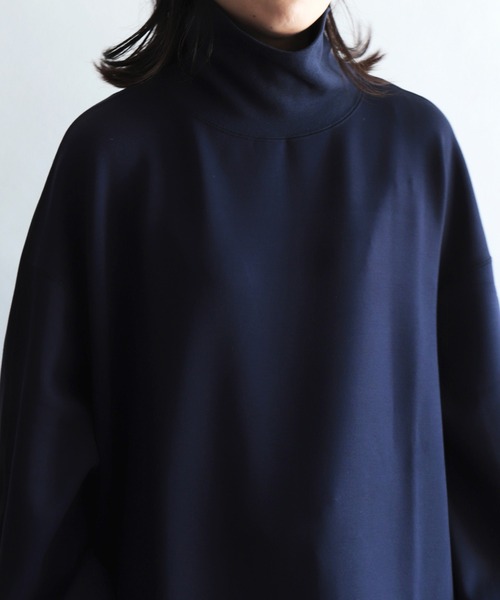 OWLEYE by domingo（アウルアイ バイドミンゴ）の「[ OWLEYE by domingo / アウルアイ ] ダンボールニット ハイネックパフスリーブワンピース（ワンピース・レディース・チャコールグレー/ネイビー・M/L）」の6枚目の写真