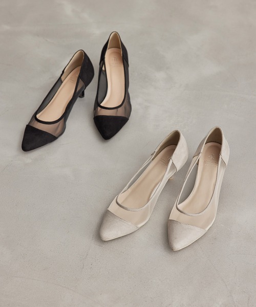 ROPE' PICNIC（ロペピクニック）の「リサイクルフェイクスェードチュールシアーパンプス（パンプス・レディース・ブラック/ベージュ・23.5cm/24.5cm/23.0cm/24.0cm）」の13枚目の写真