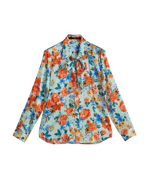 NO ID.（ノーアイディ）の「ストール付フラワーパターンSH（シャツ/ブラウス・メンズ・ブラック/ネイビー/サックスブルー/アイボリー・1/2）」の5枚目の写真