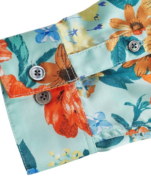 NO ID.（ノーアイディ）の「ストール付フラワーパターンSH（シャツ/ブラウス・メンズ・ブラック/ネイビー/サックスブルー/アイボリー・1/2）」の13枚目の写真