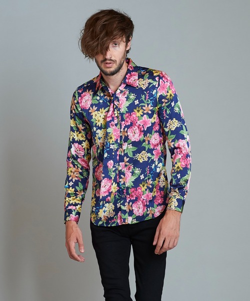 NO ID.（ノーアイディ）の「ストール付フラワーパターンSH（シャツ/ブラウス・メンズ・ブラック/ネイビー/サックスブルー/アイボリー・1/2）」の18枚目の写真