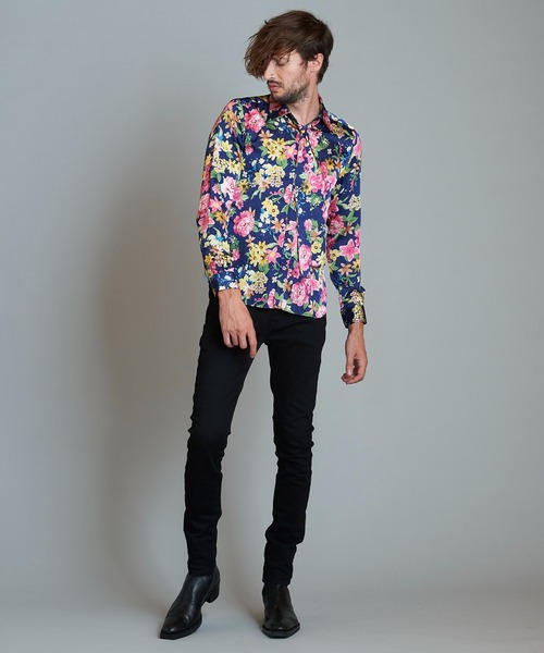 NO ID.（ノーアイディ）の「ストール付フラワーパターンSH（シャツ/ブラウス・メンズ・ブラック/ネイビー/サックスブルー/アイボリー・1/2）」の15枚目の写真