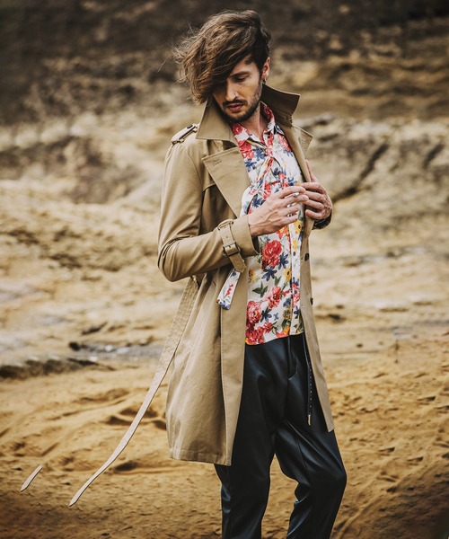 NO ID.（ノーアイディ）の「ストール付フラワーパターンSH（シャツ/ブラウス・メンズ・ブラック/ネイビー/サックスブルー/アイボリー・1/2）」の8枚目の写真