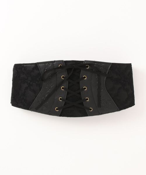 axes femme（アクシーズファム）の「レース使い編み上げゴムベルト（ベルト・レディース・ブラック/ダークブラウン・FREE）」の2枚目の写真