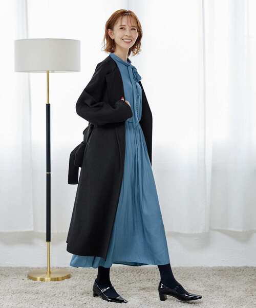 美品✨アーバンリサーチ ウールカシミヤノーカラーリバーコート バイカラー ロング URBAN RESEARCH ROSSO（アーバンリサーチロッソ）の「ウール