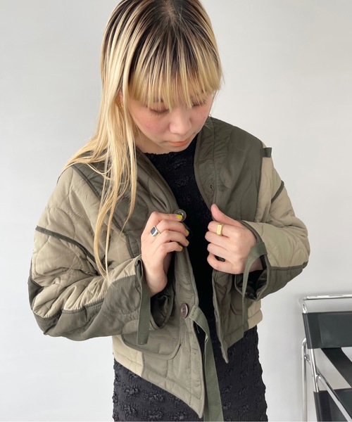 SANSeLF（サンセルフ）の「バイカラーキルティングジャケット【SANSeLF】sanw22a058（ブルゾン・レディース・カーキ・FREE）」の17枚目の写真
