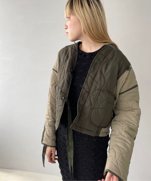 SANSeLF（サンセルフ）の「バイカラーキルティングジャケット【SANSeLF】sanw22a058（ブルゾン・レディース・カーキ・FREE）」の20枚目の写真