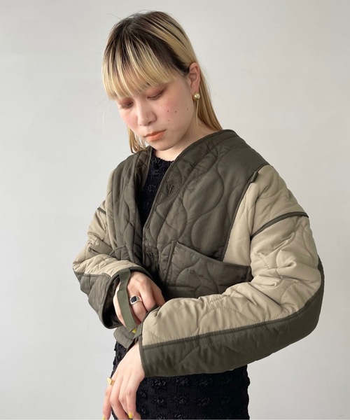 SANSeLF（サンセルフ）の「バイカラーキルティングジャケット【SANSeLF】sanw22a058（ブルゾン・レディース・カーキ・FREE）」の22枚目の写真