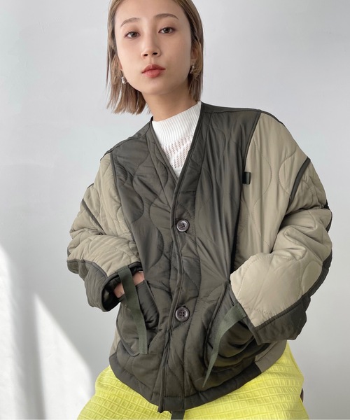 SANSeLF（サンセルフ）の「バイカラーキルティングジャケット【SANSeLF】sanw22a058（ブルゾン・レディース・カーキ・FREE）」の6枚目の写真