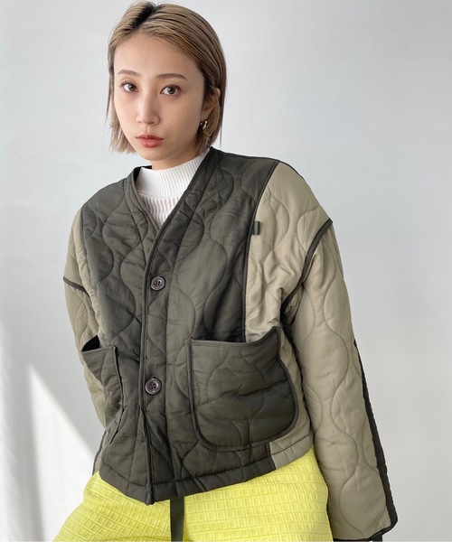 SANSeLF（サンセルフ）の「バイカラーキルティングジャケット【SANSeLF】sanw22a058（ブルゾン・レディース・カーキ・FREE）」の7枚目の写真