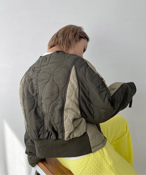 SANSeLF（サンセルフ）の「バイカラーキルティングジャケット【SANSeLF】sanw22a058（ブルゾン・レディース・カーキ・FREE）」の9枚目の写真