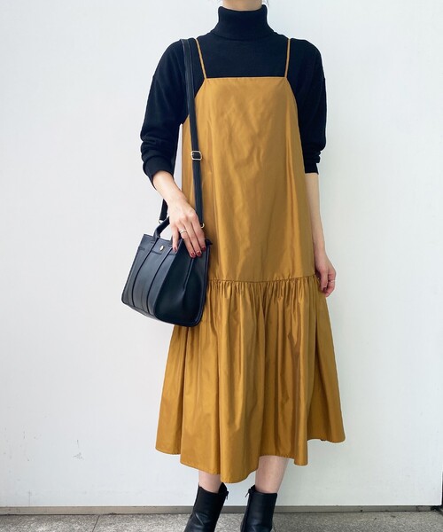 OPAQUE.CLIP（オペークドットクリップ）の「◆ティアードキャミドレス（ワンピース・レディース・グリーン/ブラック/マスタード・38/36/40）」の5枚目の写真