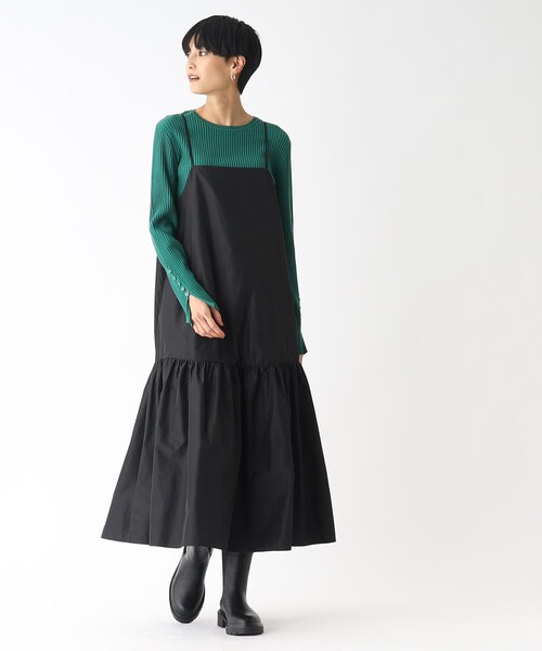 OPAQUE.CLIP（オペークドットクリップ）の「◆ティアードキャミドレス（ワンピース・レディース・グリーン/ブラック/マスタード・38/36/40）」の13枚目の写真