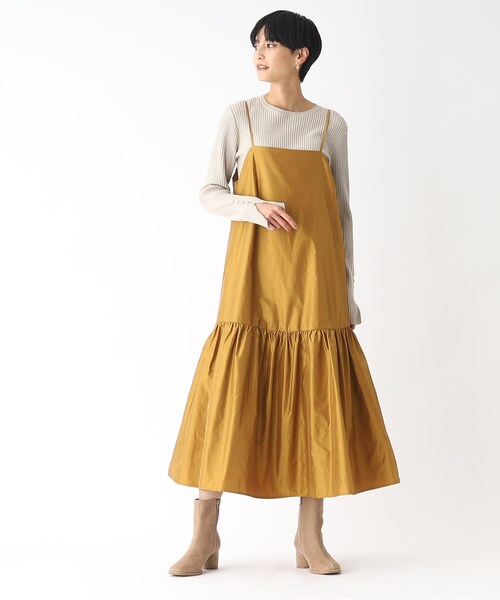 OPAQUE.CLIP（オペークドットクリップ）の「◆ティアードキャミドレス（ワンピース・レディース・グリーン/ブラック/マスタード・38/36/40）」の19枚目の写真