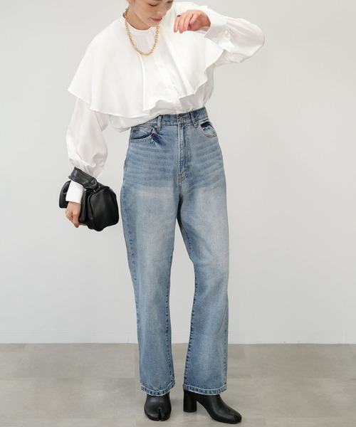 ＡＮＤＪ（アンドジェイ）の「【2022/AW】ケープ風ヨークブラウス（シャツ/ブラウス・レディース・ブラック/ホワイト/ブルー・M）」の6枚目の写真