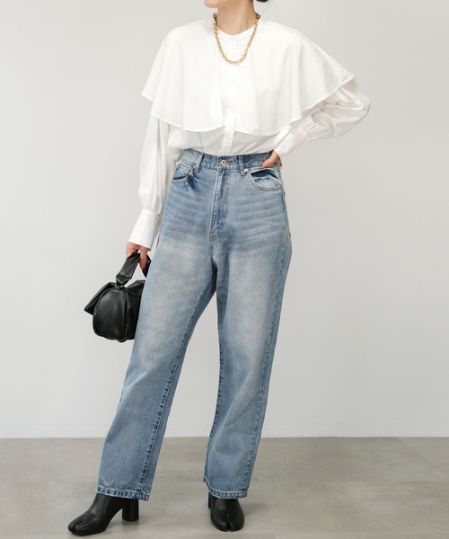 ＡＮＤＪ（アンドジェイ）の「【2022/AW】ケープ風ヨークブラウス（シャツ/ブラウス・レディース・ブラック/ホワイト/ブルー・M）」の4枚目の写真