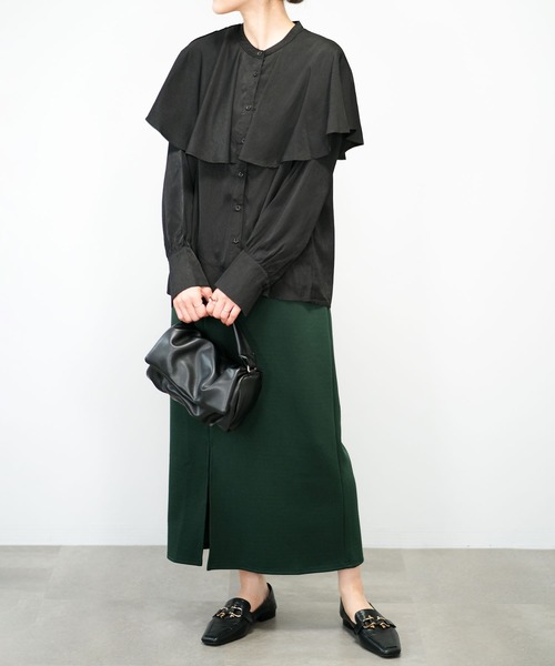 ＡＮＤＪ（アンドジェイ）の「【2022/AW】ケープ風ヨークブラウス（シャツ/ブラウス・レディース・ブラック/ホワイト/ブルー・M）」の10枚目の写真