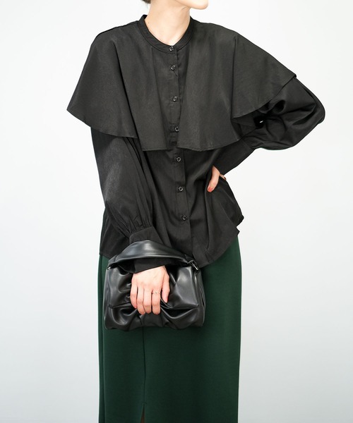 ＡＮＤＪ（アンドジェイ）の「【2022/AW】ケープ風ヨークブラウス（シャツ/ブラウス・レディース・ブラック/ホワイト/ブルー・M）」の15枚目の写真