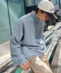 MONO-MART | ハーフジップ  畦編み ビッグシルエットプルオーバーニット 2022WINTER(ニット/セーター)