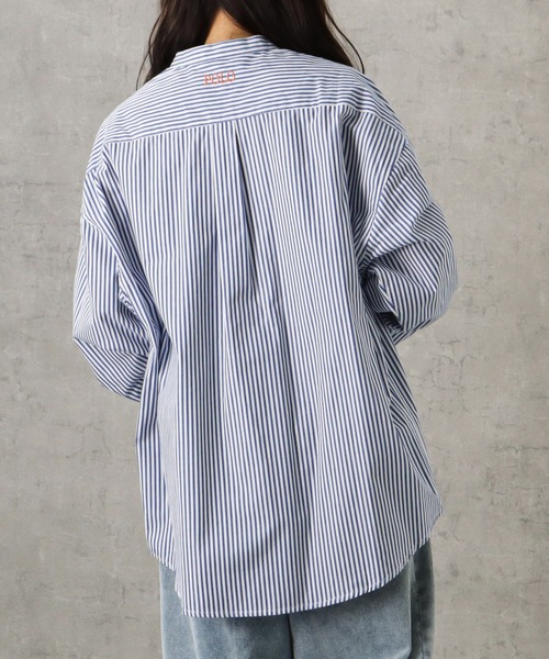 Mac-House(マックハウス)の「POLO BCS ポロ ビーシーエス ストライプ長袖バンドカラーシャツ(シャツ/ブラウス・レディース・ピンク・フリー)」の18枚目の写真