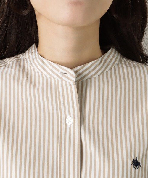 Mac-House(マックハウス)の「POLO BCS ポロ ビーシーエス ストライプ長袖バンドカラーシャツ(シャツ/ブラウス・レディース・ピンク・フリー)」の12枚目の写真
