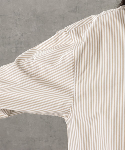 Mac-House(マックハウス)の「POLO BCS ポロ ビーシーエス ストライプ長袖バンドカラーシャツ(シャツ/ブラウス・レディース・ピンク・フリー)」の3枚目の写真