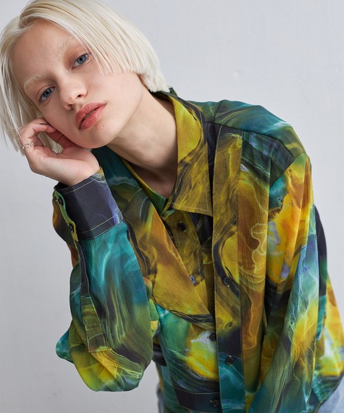 casane(カサネ)の「マーブルペイントデザインシャツ(シャツ/ブラウス・レディース・イエロー/ピンク・FREE)」の9枚目の写真