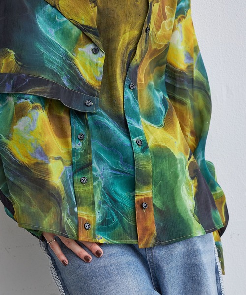 casane(カサネ)の「マーブルペイントデザインシャツ(シャツ/ブラウス・レディース・イエロー/ピンク・FREE)」の13枚目の写真