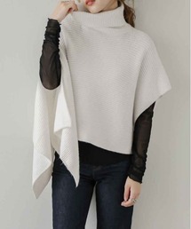 AMELY | タートルネックアシンメトリーポンチョ(ポンチョ)