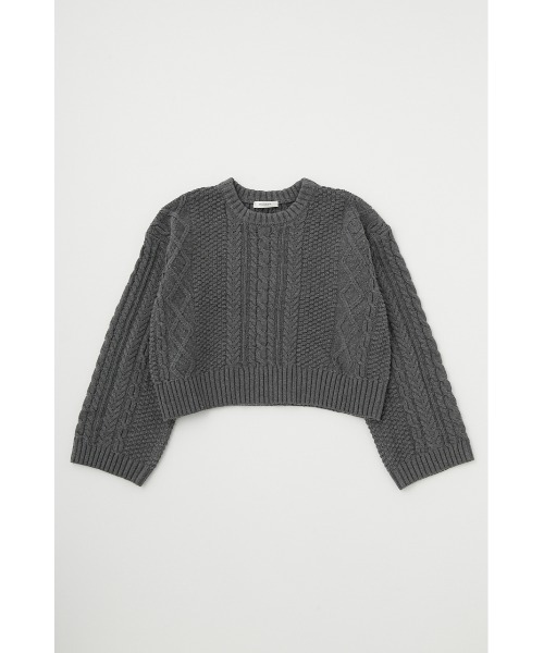 MOUSSY(マウジー)の「CABLE KNIT トップス(ニット/セーター・レディース・グレー/レッド/ネイビー・FREE)」の1枚目の写真
