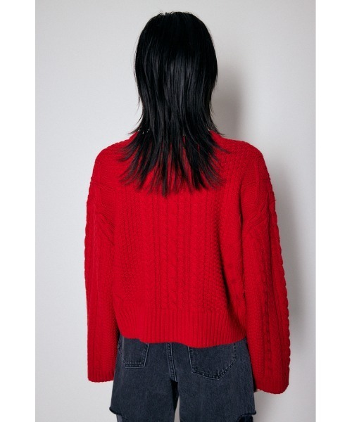 MOUSSY(マウジー)の「CABLE KNIT トップス(ニット/セーター・レディース・グレー/レッド/ネイビー・FREE)」の5枚目の写真