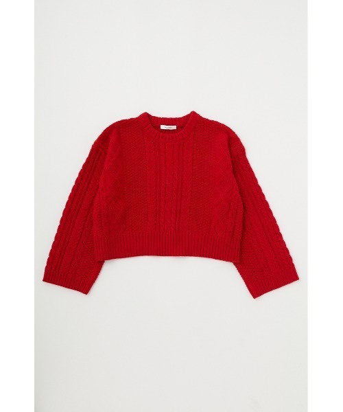 MOUSSY(マウジー)の「CABLE KNIT トップス(ニット/セーター・レディース・グレー/レッド/ネイビー・FREE)」の6枚目の写真