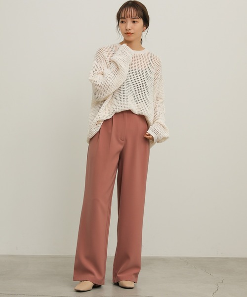 select MOCA(セレクトモカ)の「ベルトデザインルーズスラックス(スラックス・レディース・スモークピンク/グレイッシュベージュ・SMALL/MEDIUM)」の18枚目の写真
